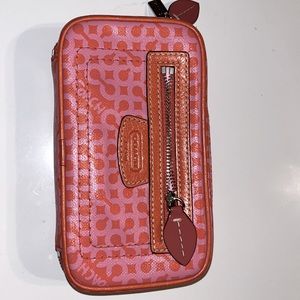 Used Red and Pink Coach Wallet/ Cell case